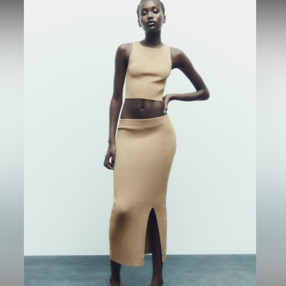 Zara Metallic Thread Knit Gold Set